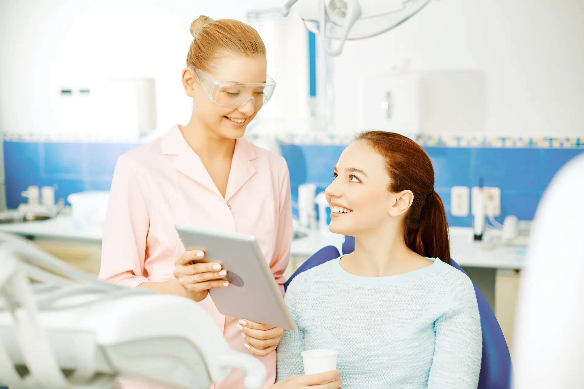 A relaxed new patient at her first visit to Magical Smiles
